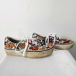 Vans Era Platform Sneakers Women Multicolor Glitter Daisies Rainbow Canvas 6.5US